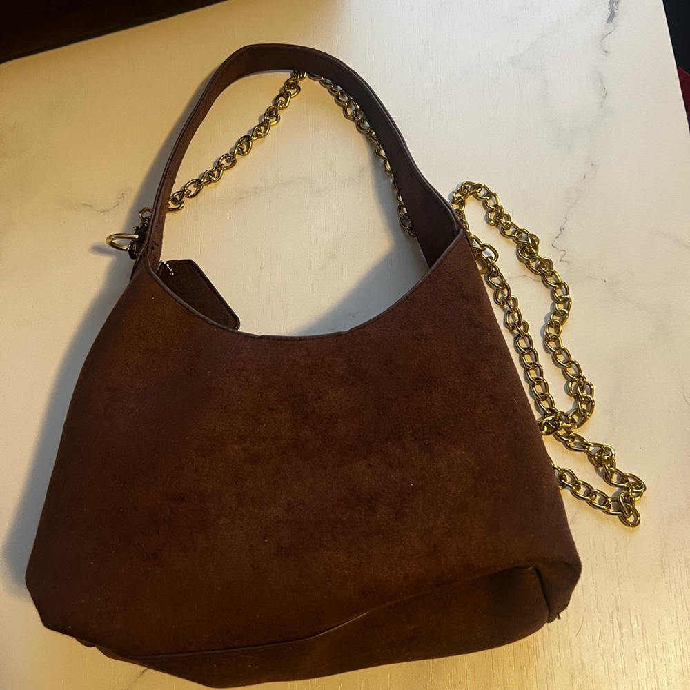NWOT Matching Brown Suede Women’s Handbag Set - Two-Piece Shoulder & Tote - Picture 9 of 15